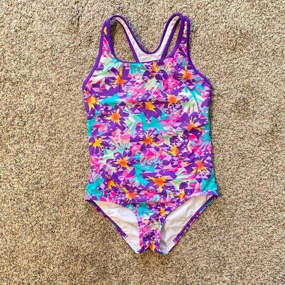 Speedo Floral Multicolor One-Piece Swimsuit Sz 12 - Picture 6 of 6